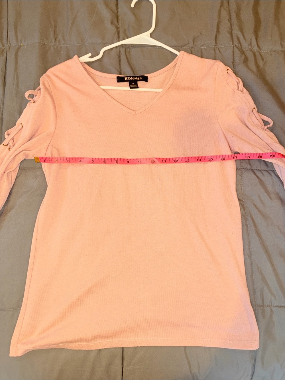 BYdesign Pink Lace-Up Sleeve Knit Top Size Medium - Picture 6 of 7